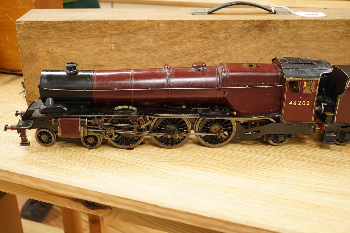 A Gauge One live steam BR Princess Royal class 4-6-0 tender locomotive, Princess Anne 46202, with spirit fired ‘Project’ type boiler with two working cylinders, the frames, wheels and Walshaerts valve gear originally bui